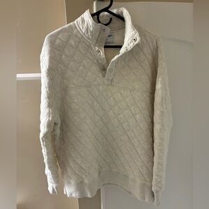Old Navy Men's Off-White Quilted Quarter Zip / Button Up Size Medium